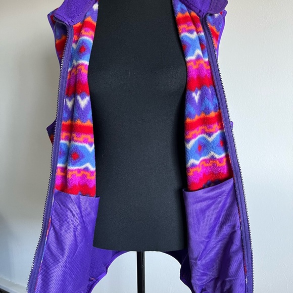 ‼️SOLD 1990s Vintage MEC Aztec Print Polar Fleece Unisex Full Zip Vest Size L - Picture 8 of 10